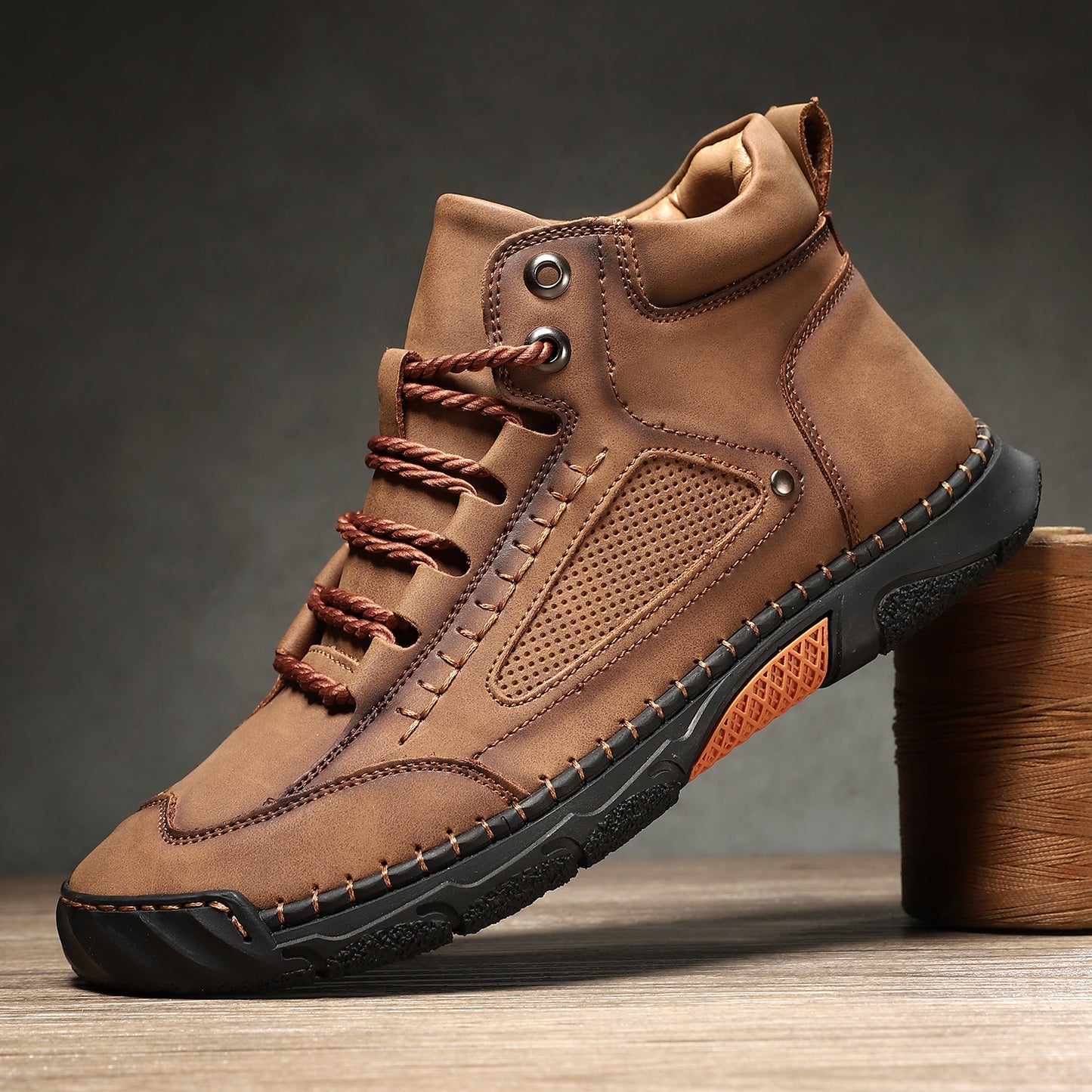 Men's Casual Leather Fashion Sneakers Ankle Chukka Boots Handmade Lightweight Loafers Mid-top Dress Boots Walking Driving Shoes (BOGO) (Discount auto-applies with 2 pairs in the cart.)