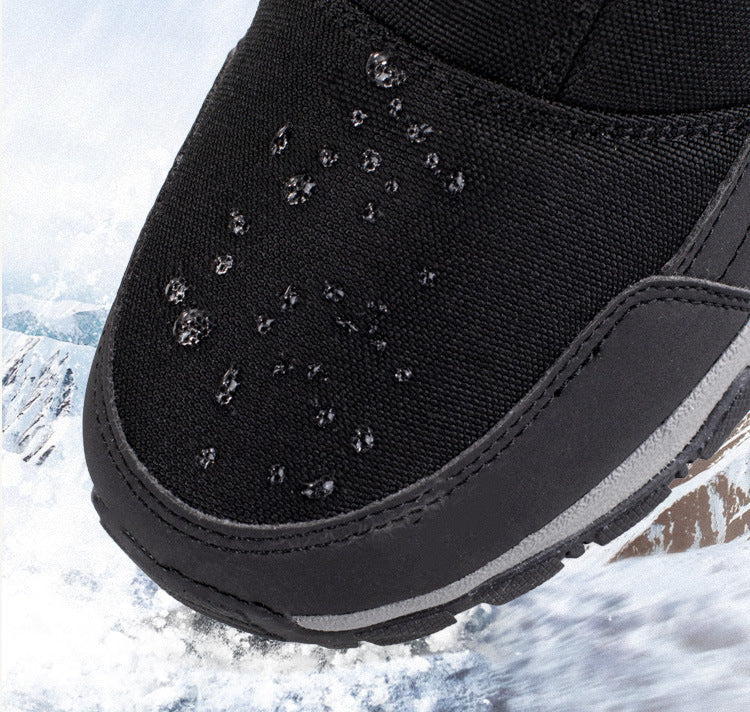 Bottes de neige d'hiver pour hommes Zip côté zip, imperméable, sans glissement, résistant à l'usure, épais et velouté