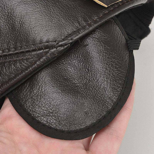 Men's Winter Real Leather Baseball Caps with Ear Flaps Outdoor Warm Trucker Adjustable Hats