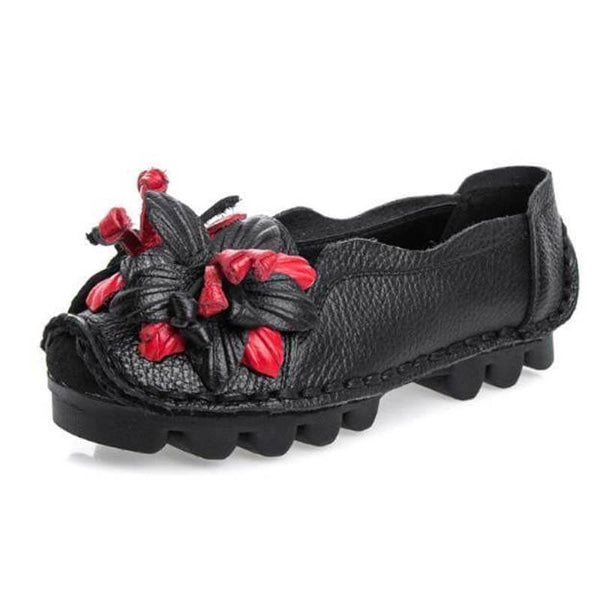 Zapatos de cuero de grano para mujer Mocasines planos
