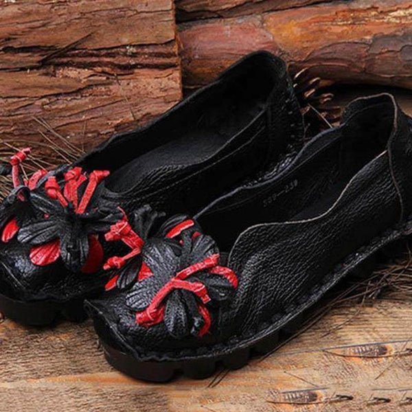 Zapatos de cuero de grano para mujer Mocasines planos