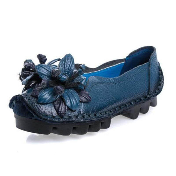 Zapatos de cuero de grano para mujer Mocasines planos