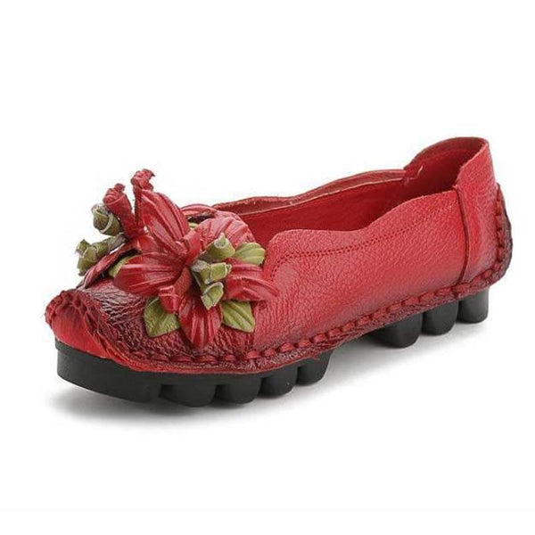 Zapatos de cuero de grano para mujer Mocasines planos