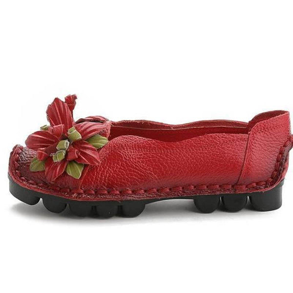 Zapatos de cuero de grano para mujer Mocasines planos