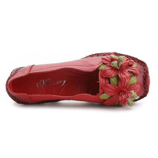 Zapatos de cuero de grano para mujer Mocasines planos