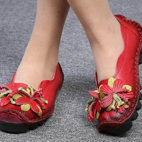 Zapatos de cuero de grano para mujer Mocasines planos