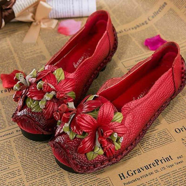 Zapatos de cuero de grano para mujer Mocasines planos