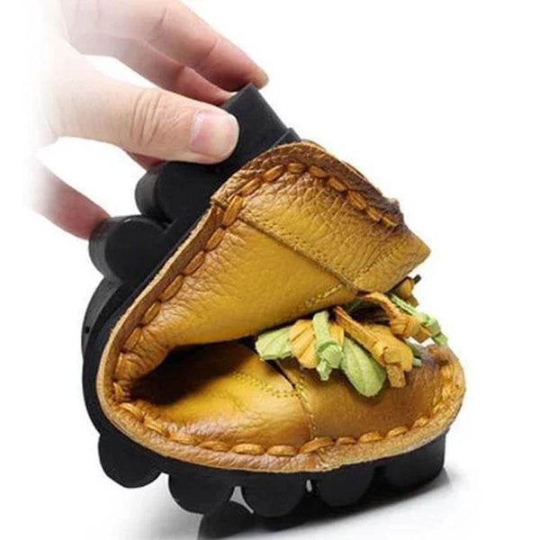 Zapatos de cuero de grano para mujer Mocasines planos