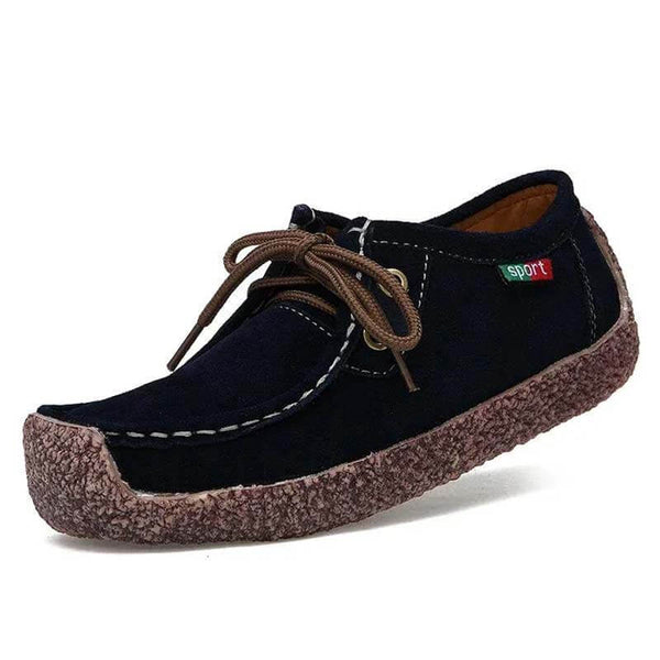 Kaegreel Femenino Casual Suede Round Toe Lace Up Plan Shoes