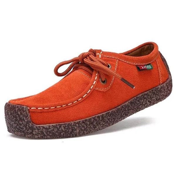 Kaegreel Femenino Casual Suede Round Toe Lace Up Plan Shoes