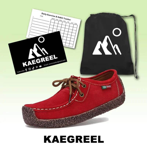 Kaegreel Femenino Casual Suede Round Toe Lace Up Plan Shoes