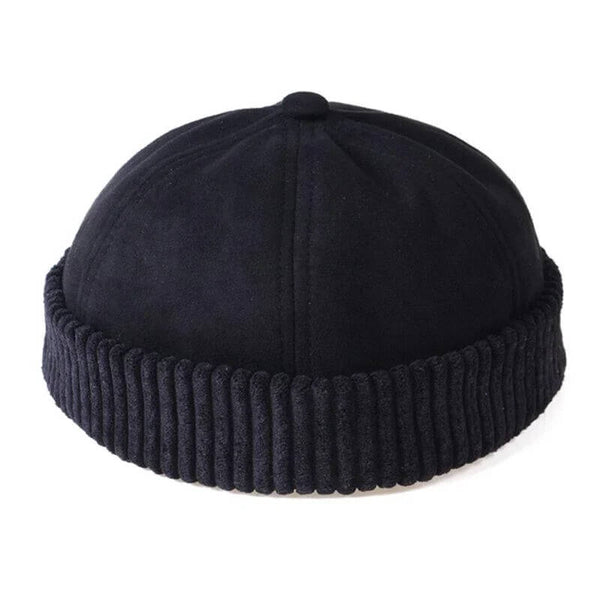 Men & Women Retro Rolled Cuff Brim Hat Skullcap Sailor Cap Worker Hat Adjustable