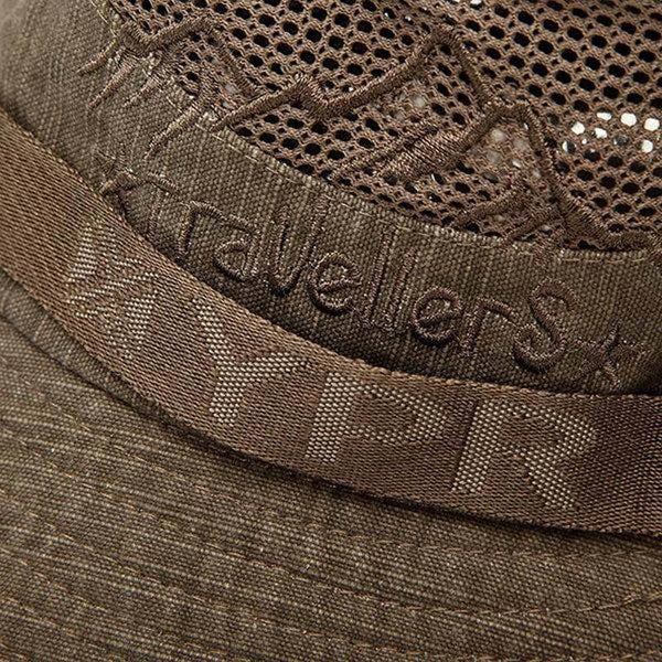 Men's Women's Cotton Embroidery Visor Bucket Bucket Hat Foldable Breathable Adjustable Chin Strap