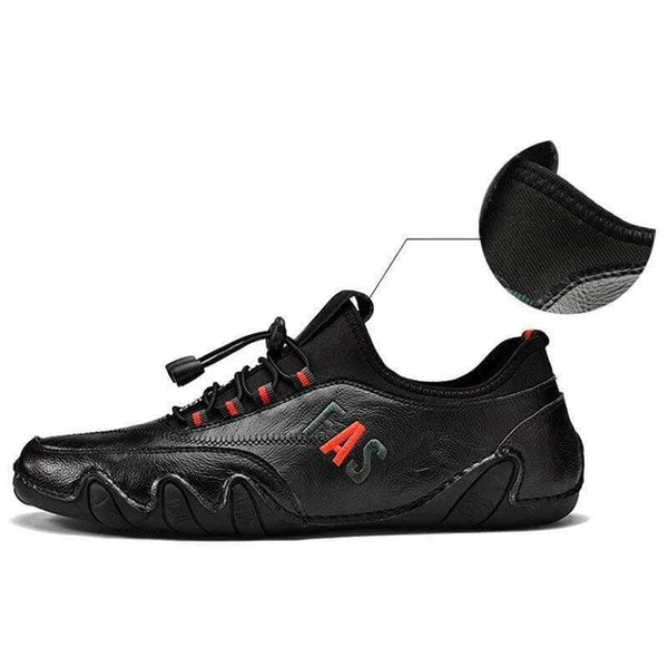 Kaegreel Hombre Detalles de cuero antiadherente Lace Elástico Sole Sole Suela Casual Zapatos de conducción