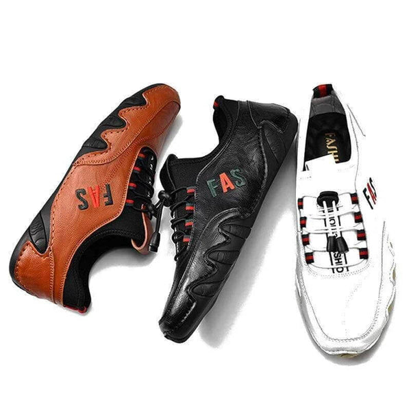 Kaegreel Hombre Detalles de cuero antiadherente Lace Elástico Sole Sole Suela Casual Zapatos de conducción