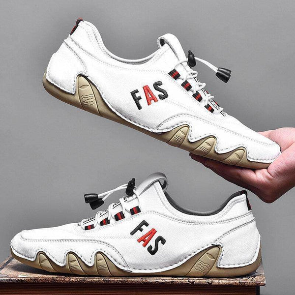 Kaegreel Hombre Detalles de cuero antiadherente Lace Elástico Sole Sole Suela Casual Zapatos de conducción