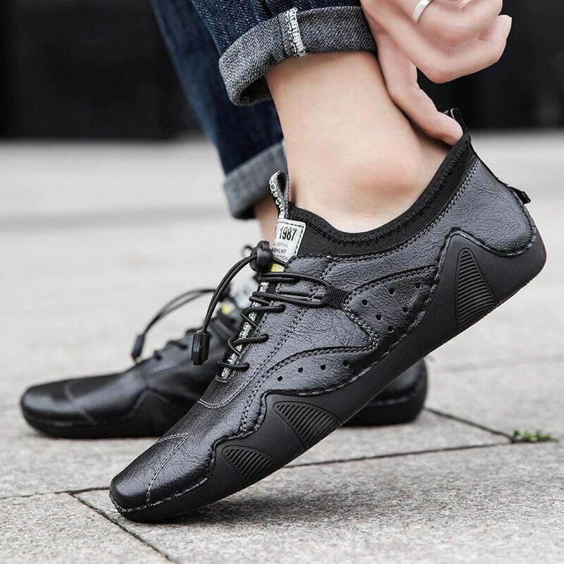 Männer Handstich Microrfiber Leder atmungsaktiv rutschfeste weiche lässige Fahrschuhe