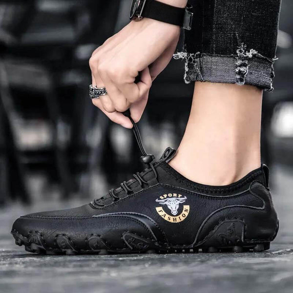 Kaegerel Men 's Fashion vintage manual Leather beanie pulpo Shoe Comfortable Driving Shoe