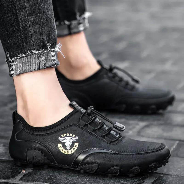 Kaegerel Men 's Fashion vintage manual Leather beanie pulpo Shoe Comfortable Driving Shoe
