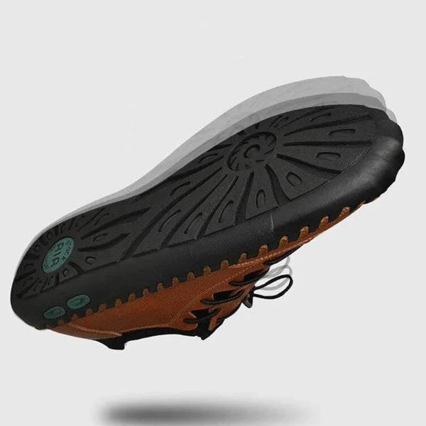 Kaegreel Hombres cosidas a mano cuero sin deslizamiento Anti-colision gran tamaño zapatos casuales