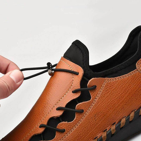 Kaegreel Hombres cosidas a mano cuero sin deslizamiento Anti-colision gran tamaño zapatos casuales