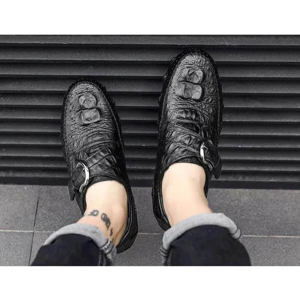 Men's casual real leather crocodile pattern cowhide luxury fashion Breathable ticket on comfortable moccasins shoes