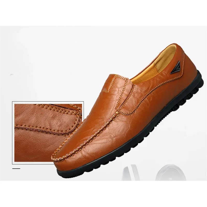 Kaegreel Men's Leather Non Slip Soft Sole Moccasins Driving Shoes Loafers
