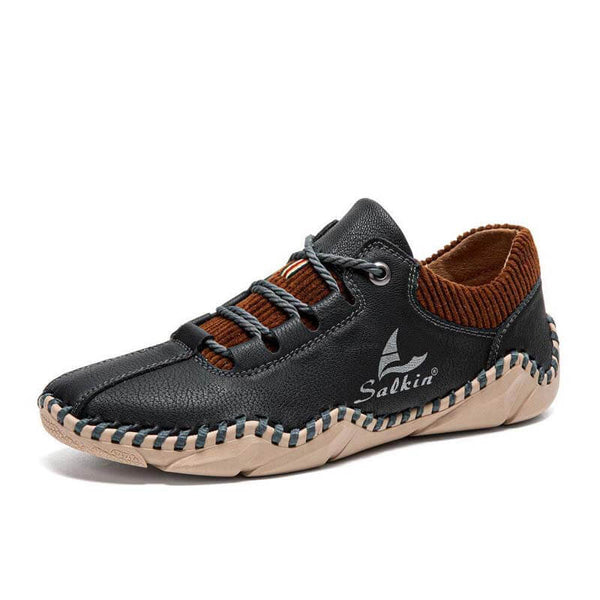 Kaegreel uomini cuciture a mano in pelle non slip casual driving shoes