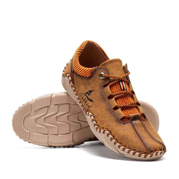 Kaegreel uomini cuciture a mano in pelle non slip casual driving shoes
