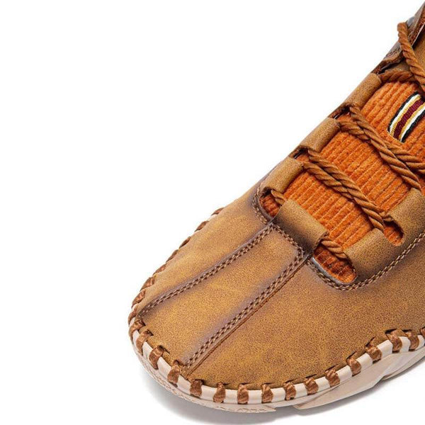 Kaegreel uomini cuciture a mano in pelle non slip casual driving shoes
