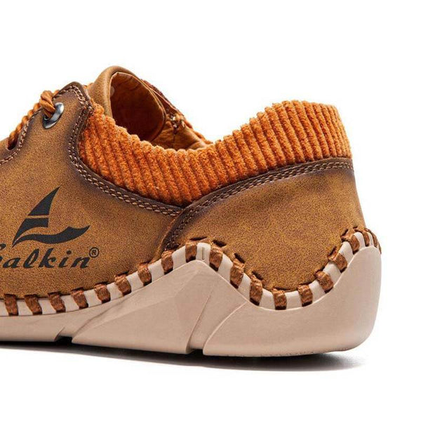 Kaegreel uomini cuciture a mano in pelle non slip casual driving shoes