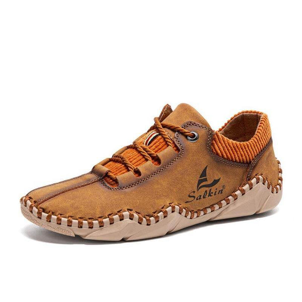 Kaegreel uomini cuciture a mano in pelle non slip casual driving shoes