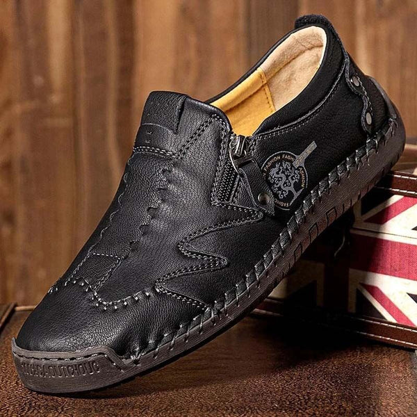 Kaegreel Men microfibra de cuero lateral de cuero suave zapatos de costura a mano zapatos casuales zapatos casuales