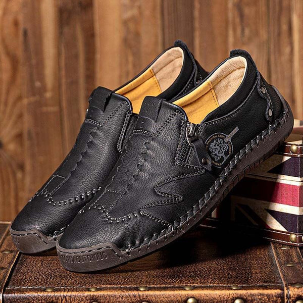 Kaegreel Men microfibra de cuero lateral de cuero suave zapatos de costura a mano zapatos casuales zapatos casuales