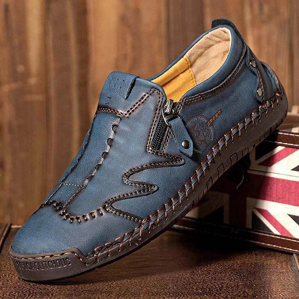 Kaegreel Men microfibra de cuero lateral de cuero suave zapatos de costura a mano zapatos casuales zapatos casuales