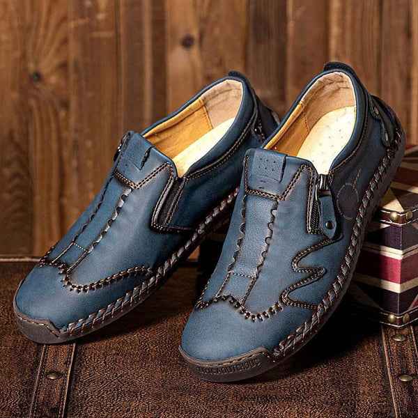 Kaegreel Men microfibra de cuero lateral de cuero suave zapatos de costura a mano zapatos casuales zapatos casuales