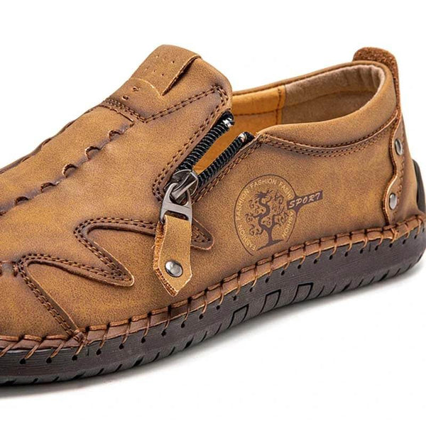 Kaegreel Men microfibra de cuero lateral de cuero suave zapatos de costura a mano zapatos casuales zapatos casuales