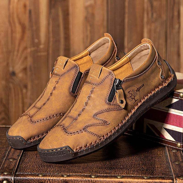 Kaegreel Men microfibra de cuero lateral de cuero suave zapatos de costura a mano zapatos casuales zapatos casuales
