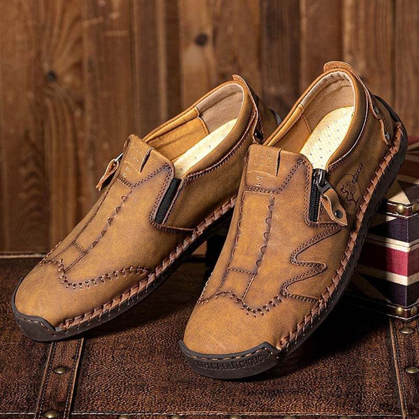 Kaegreel Men microfibra de cuero lateral de cuero suave zapatos de costura a mano zapatos casuales zapatos casuales