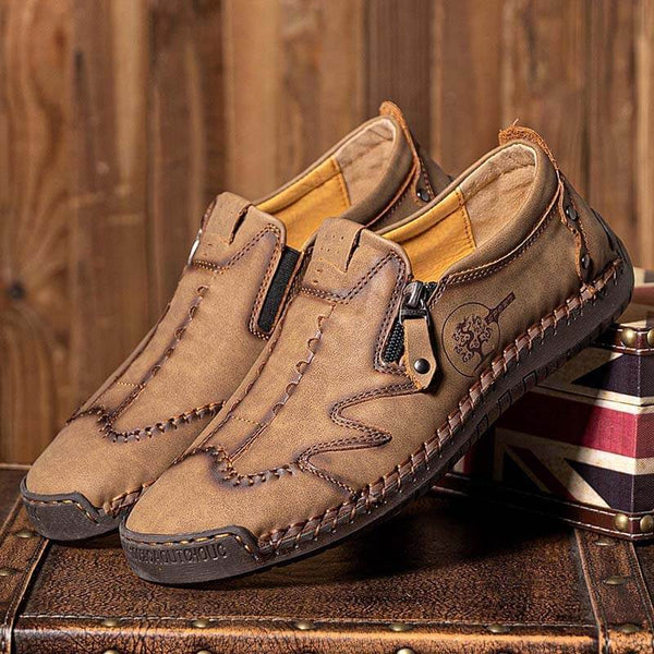 Kaegreel Men microfibra de cuero lateral de cuero suave zapatos de costura a mano zapatos casuales zapatos casuales