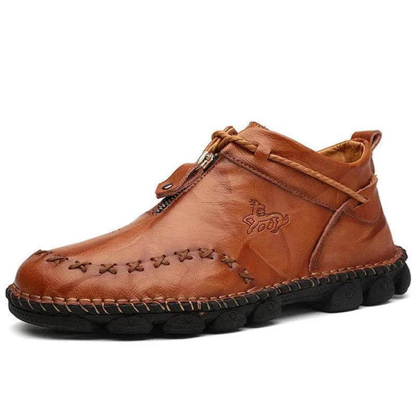 Kaegreel Hombre Costura de la mano Cuero de vaca No Slight Soft Sole Botas casuales