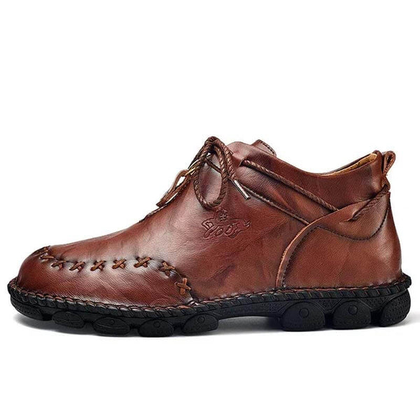 Kaegreel Hombre Costura de la mano Cuero de vaca No Slight Soft Sole Botas casuales