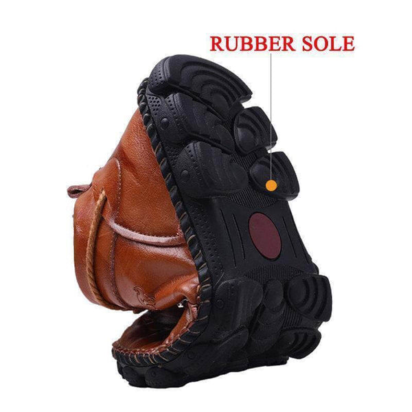 Kaegreel Hombre Costura de la mano Cuero de vaca No Slight Soft Sole Botas casuales