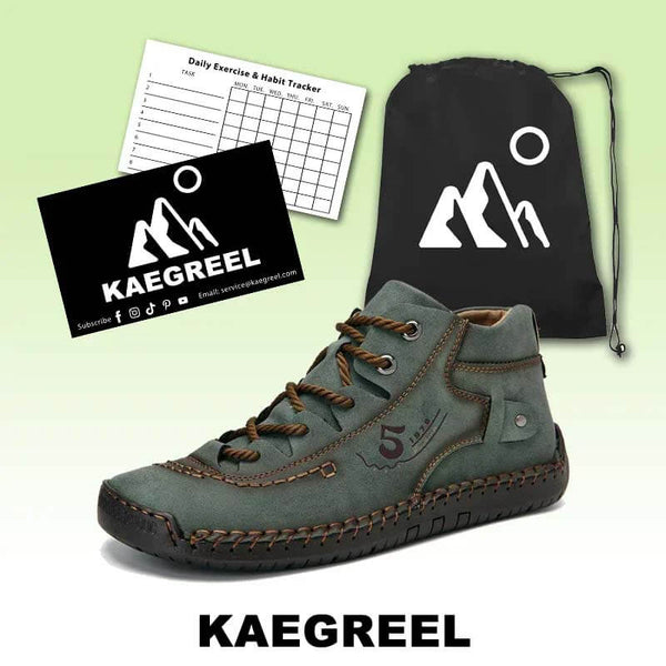 Kaegreel Hombre Costura a mano Vintage Microfibra Cuero de Cuero UP Cómoda Botas de tobillo suave