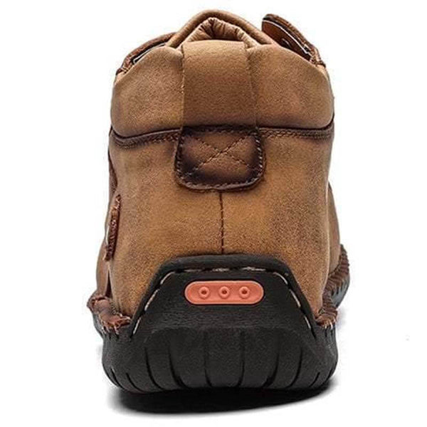 Kaegreel Hombre Costura a mano Vintage Microfibra Cuero de Cuero UP Cómoda Botas de tobillo suave