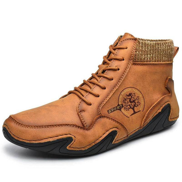 Kaegreel Hombre Hecho a mano Resistencia suave resistente al encaje hacia arriba botas de tobillo de cuero