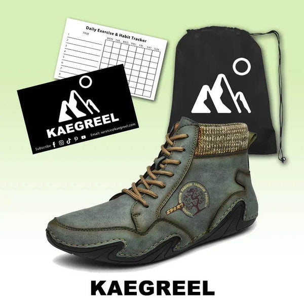 Kaegreel Hombre Hecho a mano Resistencia suave resistente al encaje hacia arriba botas de tobillo de cuero