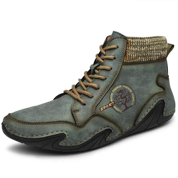 Kaegreel Hombre Hecho a mano Resistencia suave resistente al encaje hacia arriba botas de tobillo de cuero