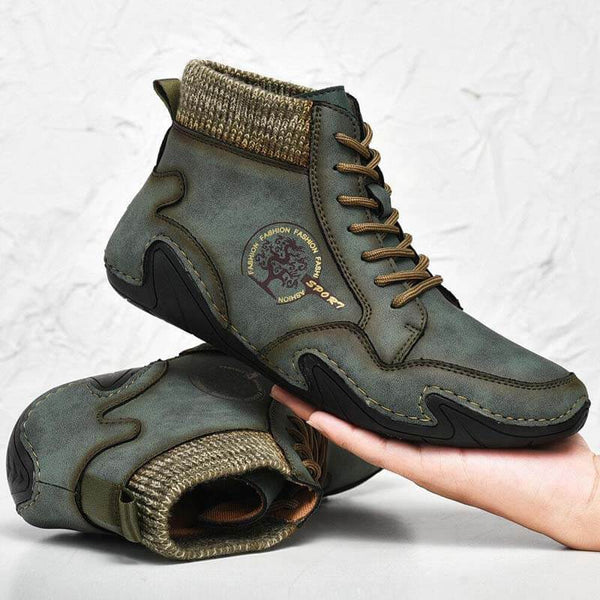 Kaegreel Hombre Hecho a mano Resistencia suave resistente al encaje hacia arriba botas de tobillo de cuero