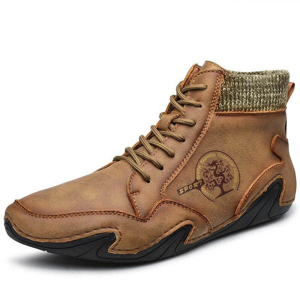 Kaegreel Hombre Hecho a mano Resistencia suave resistente al encaje hacia arriba botas de tobillo de cuero